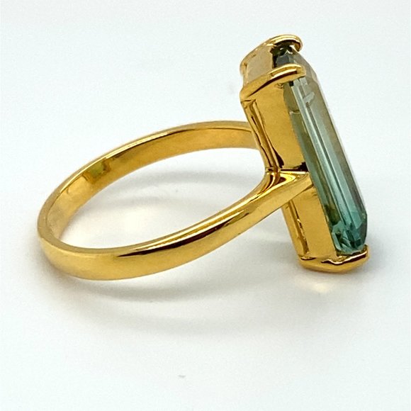 Bi Color Tourmaline 5.28ct Solid 14K Yellow Gold Ring - Picture 4 of 6